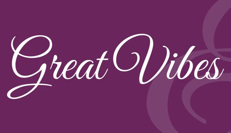 great vibes font free download — Great Vibes — the typeface name set in Great Vibes itself, white on a solid colour cover