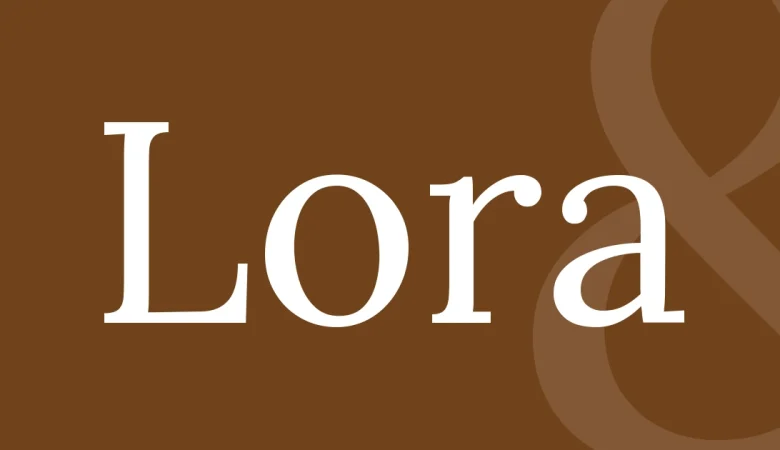 lora font free download — Lora — the typeface name set in Lora itself, white on a solid colour cover