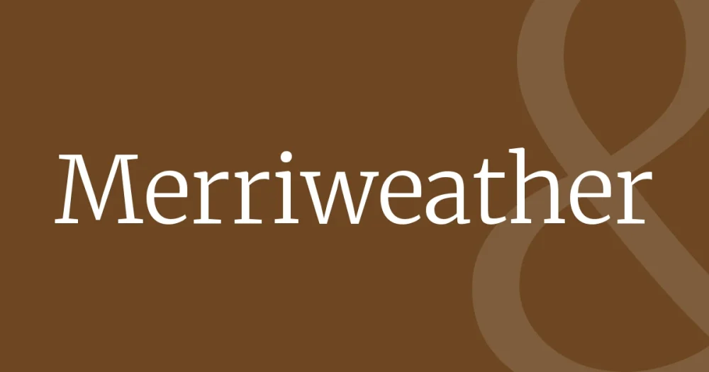 merriweather font free download — Merriweather — the typeface name set in Merriweather itself, white on a solid colour cover