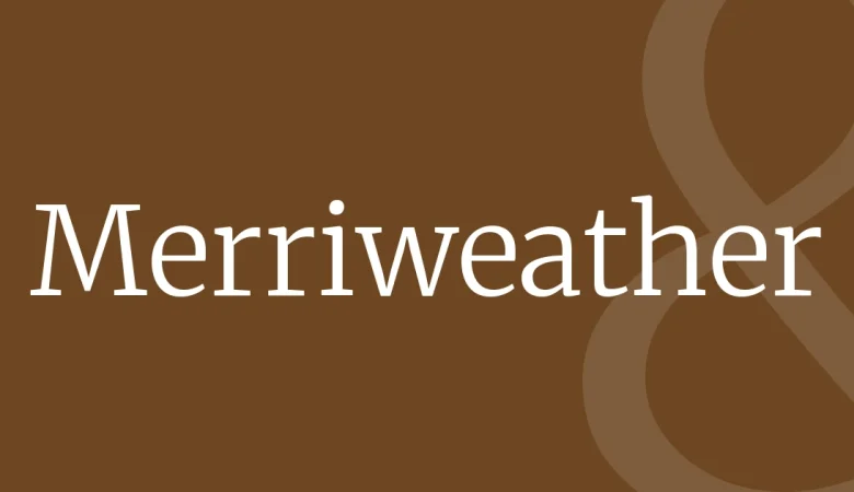 merriweather font free download — Merriweather — the typeface name set in Merriweather itself, white on a solid colour cover