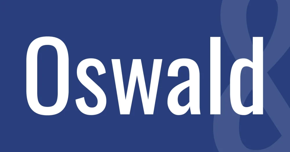 oswald font free download — Oswald — the typeface name set in Oswald itself, white on a solid colour cover