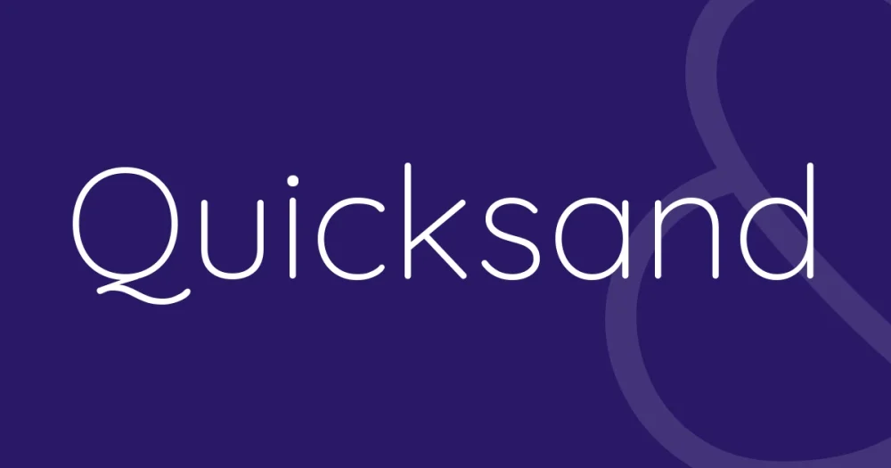 quicksand font free download — Quicksand — the typeface name set in Quicksand itself, white on a solid colour cover