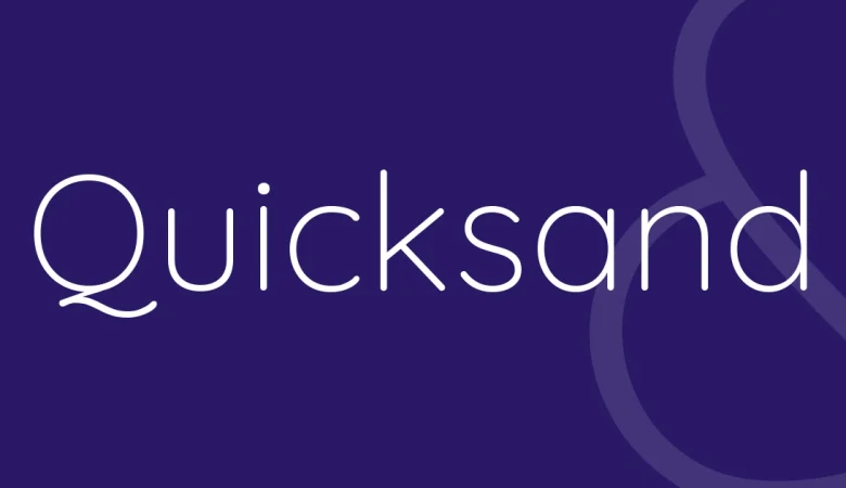 quicksand font free download — Quicksand — the typeface name set in Quicksand itself, white on a solid colour cover